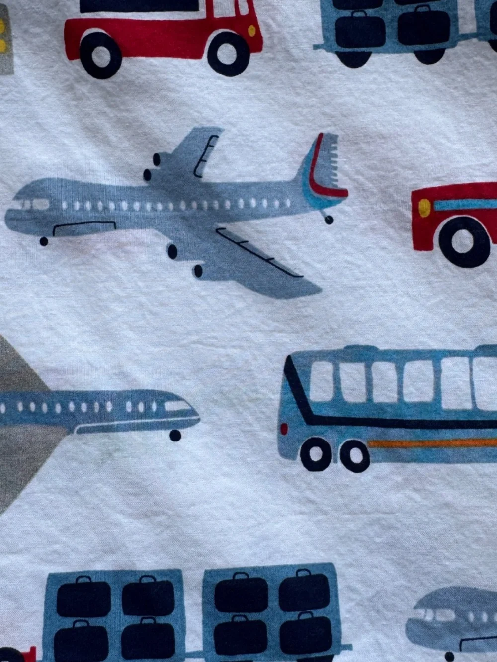 Pottery Barn Kids Twin Flat Sheet Planes Trucks Cars Organic Cotton
